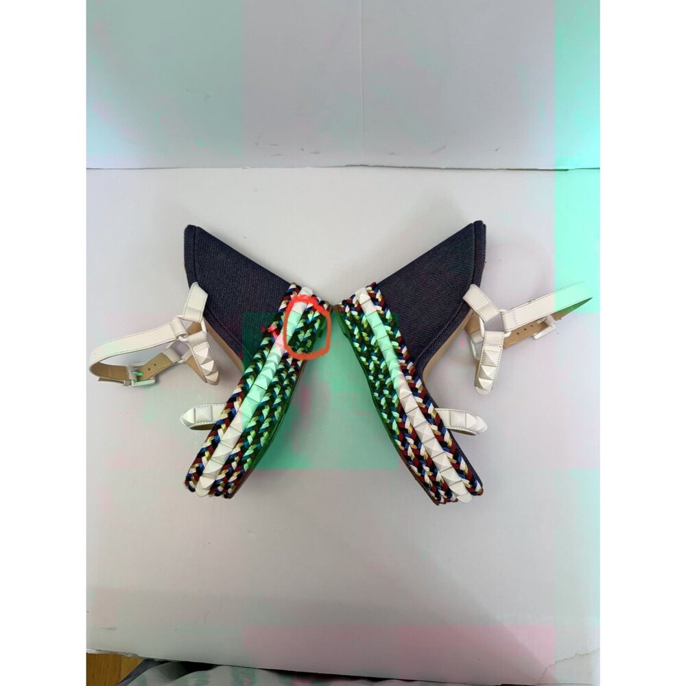 Christian Louboutin Cataclou Espadrille Sandals Red White Blue Denim Size 37 / 7 - Picture 15 of 15